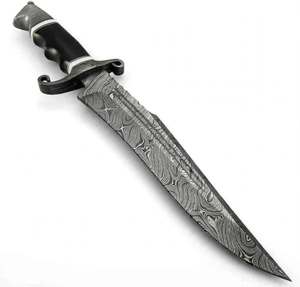 Cuchillo Utilitario de Acero de Damasco Forjado a Mano Personalizado con Guardacuchillo en Espiral y Mango de Cuerno, Grado DIY, OEM Disponible - Product Image 5