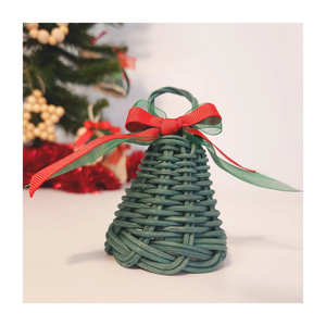 Handmade Vintage Rattan Bell Christmas <b>Tree</b> <b>Ornament</b> Eco Friendly Durable Rustic Natural Holiday Home Decoration - Product Image 1
