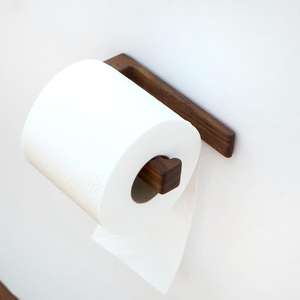 Portarrollos de papel higiénico de madera moderno y reutilizable, soporte de pared con estante superior para almacenamiento. - Product Image 2
