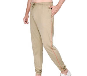 Men's Light Gray Cotton Sweatpants Elastic Waist <b>Drawstring</b> Closure Side Pockets Casual Jogger Pants Spring Wear - Product Image 1