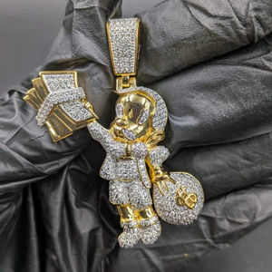 Cartoon Brilliant Cut Pendant VVS Moissanite Colorful Riding Character Necklace Hip Hop Fashion Jewelry Women Men Customizable - Product Image 3