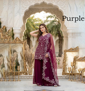 Salwar Kameez traditionnel pour femmes noires, brodé, avec dupatta, élégant, coupe ajustée, longueur genou, pour l'été, l'hiver, les fêtes, les mariages, Inde - Product Image 1
