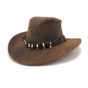 Brown Leather Cowboy Western Hat <b>for</b> <b>Men</b> Woman Studded Steampunk Hat Deadman Top Hat <b>for</b> Halloween Costume - Product Image 4