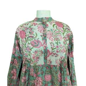 Newest Women Green Floral Maxi <b>Dress</b> Long Sleeve Vintage <b>Boho</b> Loose Fit Casual <b>Summer</b> <b>Dress</b> - Product Image 4