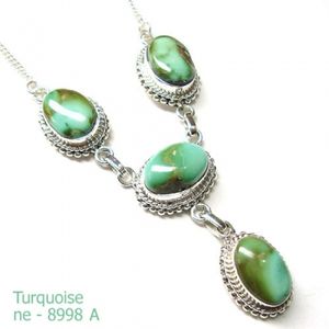 Collier artisanal en pierre turquoise, bijoux fantaisie, vente en gros de bijoux en argent pour femmes - Product Image 2