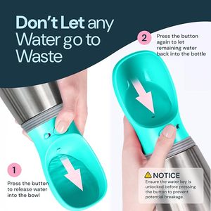 Bouteille d'eau rafraîchissante pour animaux de compagnie, en acier inoxydable, gourde anti-fuite pour chien, distributeur d'eau pour chiot pour les promenades en extérieur - Product Image 6