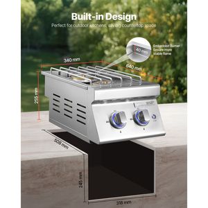 Doppi Bruciatori Laterali a Propano Liquido da 17.000 BTU per Cucina Esterna, Accessori BBQ Convertibili a Gas Naturale in Acciaio Inossidabile 304 - Product Image 6