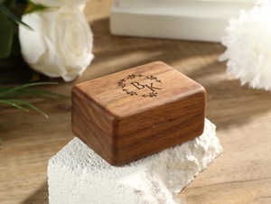 Eco-Friendly Rectangle <b>Wooden</b> <b>Box</b> for Jewelry Gift Storage-Soft Interior for Delicate Items Christmas Chinese New Year Tabletop - Product Image 4