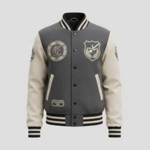Chaqueta Deportiva Profesional para Equipo Universitario, Cuerpo de Lana, Mangas de Cuero Genuino, Parches Bordados, Fabricante OEM al por Mayor - Product Image 1