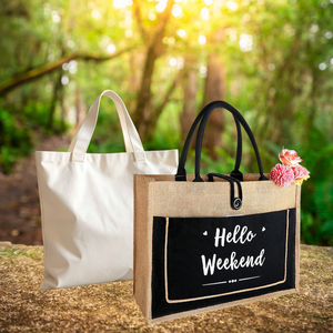 Sacs de courses réutilisables personnalisés avec logo d'usine, sacs en jute à poignées pour les emballages cadeaux et les activités publicitaires - Product Image 3