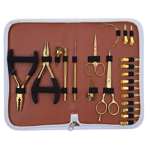 Kit d'accessoires professionnels pour extensions de cheveux, pinces de retrait d'extensions, enfileur de micro-anneaux, aiguilles courbées pour trame, ciseaux de salon - Product Image 5