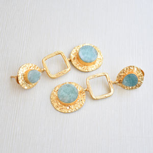 ต่างหูแฟชั่นทองเหลืองแท้ คริสตัลบำบัด งานโบราณ ดีไซน์เฉพาะตัว คุณภาพส่งออก จำนวนมาก - Product Image 4