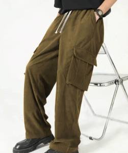 Pantalones Cargo de Lona para Hombre, Estilo Europeo y Americano, Moda Casual, Deportivos, de Cintura Alta, Rectos, con Múltiples Bolsillos, 100% Algodón - Product Image 4