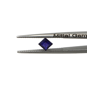Saphirs bleus naturels de Bangkok, carrés calibrés de 4 mm, pierres précieuses de saphir bleu naturel facettées pour la création de bijoux - Product Image 2