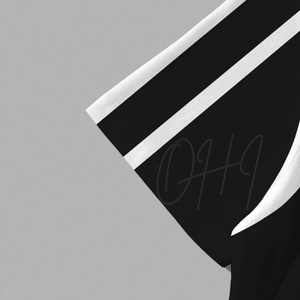 Camiseta de Algodón 100% para Hombre con Logotipo Personalizado, Paneles en Contraste Negros, OEM ODM, Corte Holgado Informal, Manga Corta, Cuello Redondo, Ecológica - Product Image 4