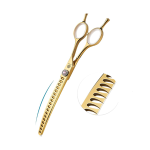 Professional Multi-Purpose Portable Luxury Simple Stainless Steel <b>Dog</b> Grooming <b>Scissors</b> Curved Chunker Shear - Product Image 3