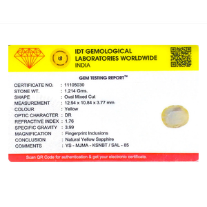 Yellow Sapphire Loose Gemstone 6.07 Carat Oval Cut for Fine Jewelry - Product Image 4