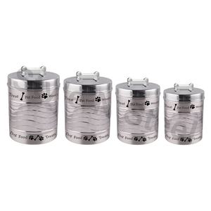 Juego de botes para mascotas Caja de tarro de almacenamiento cuadrado de metal de cocina de acero inoxidable impresa - Product Image 1