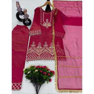 Vestidos de fiesta de diseñador Elegant Party Wear Top Bottom Dupatta con encaje elegante - Product Image 2