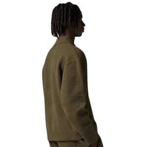 Men Knit Long Sleeve Polo Sweater Khaki Soft Textured Button Collar Pullover Casual Winter Top Cotton <b>Blend</b> OEM - Product Image 4