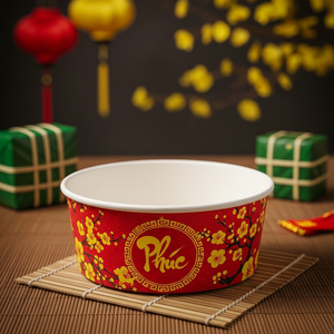 Bols en papier kraft biodégradables et écologiques du Vietnam avec couvercle, contenants d'emballage alimentaire jetables, imprimés sur mesure en quatre couleurs - Product Image 6