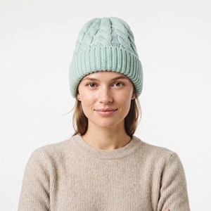 Bonnet d'hiver en tricot vert menthe personnalisé, unisexe, en laine et acrylique, épais, chaud, doux, pour le ski en plein air - Product Image 1