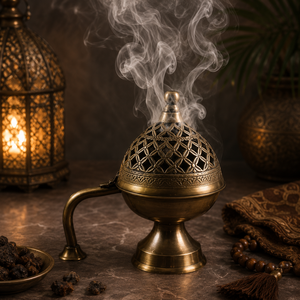 Wooden Bakhoor Burner with Gold Metal Lid Glossy Finished Designer Islamic <b>Oud</b> <b>Incense</b> Holder for Ramadan Eid Gift Home Decor - Product Image 3