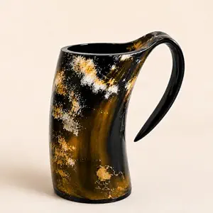 Custom Design Buffalo Horn Drinking Mug Bulk Unique Design %100 Natural Ox Horn <b>Beer</b> Mug Wholesale Premium Buffalo Horn Mug - Product Image 4