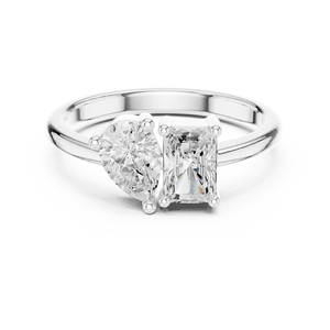 Axis Shift Classic Pear & <b>Emerald</b> Cut Two Stone 10K/14K/18K/<b>Silver</b> IGI Certified Lab Grown Diamond <b>Ring</b> - Product Image 2