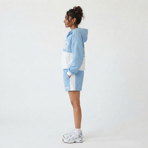 <b>Women</b> Loose Fit Rain Windbreaker <b>Shorts</b> 100% Nylon Waterproof Hiking Half Zip Mid Drawstring Waist Two Piece Printed <b>Short</b> <b>Set</b> - Product Image 4
