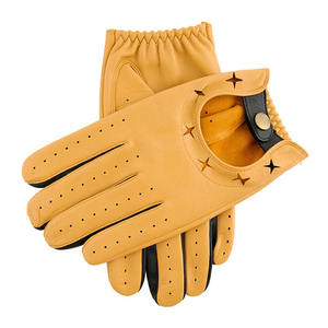 Leather Waterproof Driving <b>Gloves</b> with Perforated Design Adjustable Wrist Strap Unisex Breathable Full Finger for All Seasons - Product Image 3