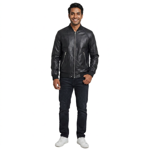 New Style Winter Leather <b>Jacket</b> Embroidery <b>Men</b> Clothes <b>Long</b> Sleeve Zipper Male Casual Leather <b>Jackets</b> For <b>Men</b> - Product Image 4