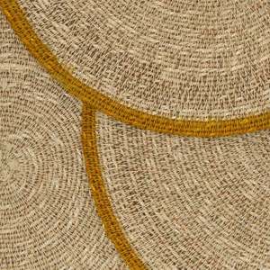 Vente en gros de sets de table ronds en jonc de mer naturel tressé à la main, écologiques, avec bordure moutarde, pour la décoration de la maison - Product Image 2