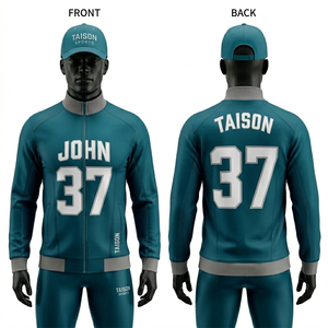 Combinaison d'entraînement de football américain pour hommes, 320 GSM, polaire polyester, gris menthe, empiècements, impression par sublimation personnalisée, broderie - Product Image 4