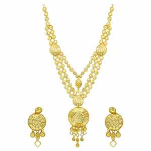 เครื่องประดับทองเหลืองแฟชั่นขายส่ง ชุบทอง 14K18K24K ไมครอน สร้อยคอแบบกล่องยาวสำหรับเจ้าสาว ชุดเครื่องประดับสไตล์ดูไบแบบดั้งเดิม - Product Image 4