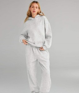 Custom Women Tracksuit Cotton Terry Oversized Hoodie <b>Wide</b> <b>Leg</b> <b>Jogger</b> Set Modern Casual Streetwear Lounge Outfit - Product Image 5