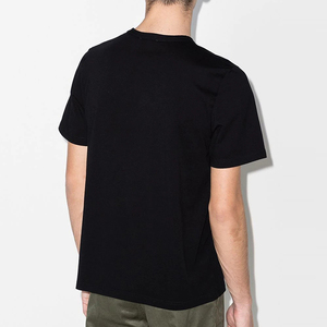 T-shirt en coton noir à manches courtes et col rond pour homme, coupe classique, style décontracté, jersey tricoté, couleur unie, teinture unie - Product Image 4