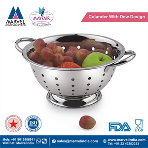 Stainless Steel Colander with Handles Durable Metal <b>Strainer</b> Bowl Foldable Cleaning Brushes for Fruits Vegetables Hand Wash Only - Product Image 2