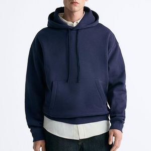 Sweat à capuche en molleton français pour homme, personnalisé avec logo, en polyester/coton épais, coupe oversize, couleur unie, style urbain, ODM pour l'hiver - Product Image 3