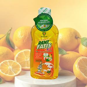 DENTFATIS Bain de bouche antibactérien à base de plantes pour enfants, formule douce sans danger pour l'avalation, extrait naturel fraise-orange, haleine fraîche, soin buccal - Product Image 1