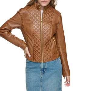 <b>Women</b> Cropped Real Leather <b>Jacket</b> Ladies Black Short Biker Slim Fit <b>Zip</b>-<b>Up</b> Customized Embroidery Factory Price Wholesale - Product Image 1