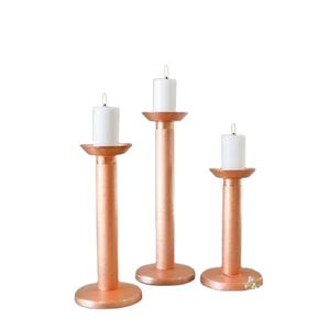 Porte-bougie en métal Maxery de luxe en or rose, porte-bougie en fil d'or pour la décoration de la maison et des mariages, porte-bougie de luxe - Product Image 1