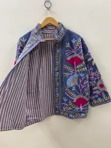 Hand Embroidered Cotton Velvet Suzani Boho <b>Hippie</b> Indian Women Winter <b>Jacket</b> Unisex Windproof Breathable Wholesale Coat Export - Product Image 2