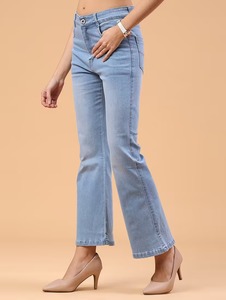 Abdul Royal World Export Women's <b>Boot</b> Cut Regular Fit Indigo Denim Jeans Vintage Blue Mid Blue Ice Blue Pale Blue Faded Washed - Product Image 3