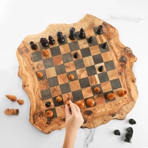 Handmade Modern Olive Wood Rectangle <b>Chess</b> Board Wavy Edged Design Stylish Legs Customized Shape Home Wedding Decor Adults Kids - Product Image 2