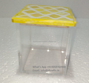 Merveilleux récipient de travail en bois acrylique moderne avec couvercle en métal différentes tailles plateau à dessert de mariage oeuvre décorative - Product Image 4