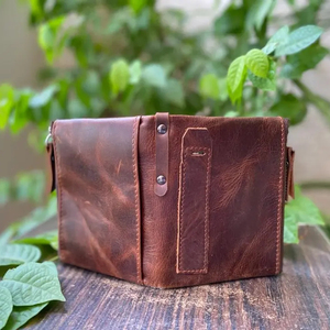 Exclusive Fashion Forward Vintage Handmade Buffalo Leather Handmade Genuine Leather Brown Leather Casual Men Heavy Duty <b>Wallet</b> - Product Image 3