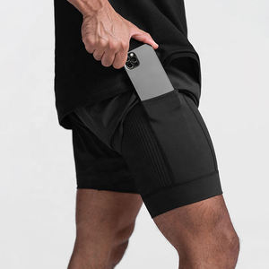 Pantalones Cortos Deportivos de Doble Capa para Hombre, Pantalones Cortos Deportivos 2 en 1 para Gimnasio, Entrenamiento, Secado Rápido, para Correr, de Doble Capa, para Verano - Product Image 4