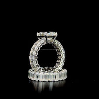 Bague de fiançailles de luxe taille émeraude Moissanite diamant 925 bague de mariage en argent ensemble pour les Couples