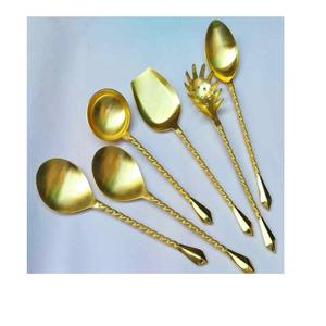 Juego de cubiertos dorados brillantes de primera calidad, cubiertos decorativos indios hechos a mano, cubiertos metálicos con acabado chapado en oro, proveedor de la India. - Product Image 1